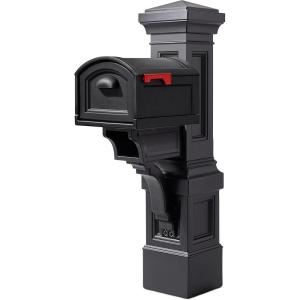 Step2 Atherton Grand Mail Post, Mailbox Not Included, Weather Resistant, Large Outdoor Mail Post, Made of Durable Plastic, Easy Install, Onyx Black(Onyx Black Mail Post and Onyx Black XL Mailbox)
