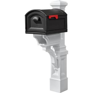 Step2 Atherton Mail Post, Mailbox Not Included, Weather Resistant, Large Outdoor Mailbox Post, Made of Durable Plastic, Easy to Install, Classic White(Classic White Mail Post and Onyx Black Xl Mailbox)