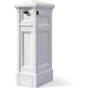 Step2 Atherton Reserve Storage Mailbox & Post, Extra Storage, Weather Resistant, Large Outdoor Mailboxes, Made of Durable Plastic, Easy to Install, Flag Included, Classic White(Classic White)