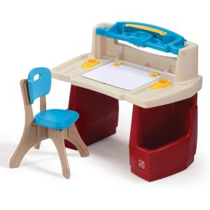 Step2 Deluxe Art Master Desk, Kids Activity Table & Chair, Arts & Crafts Desk, Made of Durable Plastic, For Toddlers 3+ Years Old
