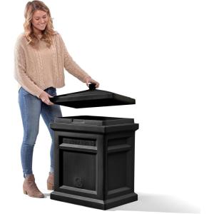 Step2 Express Package Delivery Box, Weather Resistant, Large Outdoor Parcel Storage, Made of Durable Plastic, No Installation, Secures Packages, Black(Black)