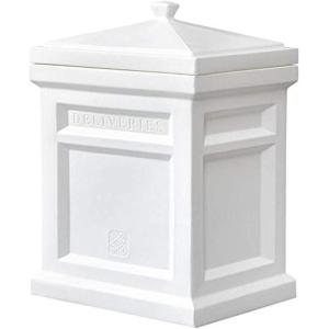 Step2 Express Package Delivery Box, Weather Resistant, Large Outdoor Parcel Storage, Made of Durable Plastic, No Installation, Secures Packages, Black(White)