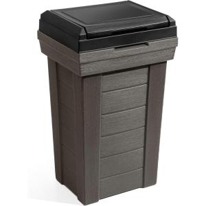 Step2 Lakewood Garbage Container – Dark Cedar – Indoor/Outdoor Refuse Container – Large Capacity Garbage Receptacle – Decorative Trash Can with Lid – Ideal for Patio, Kitchen, Pool Storage and More