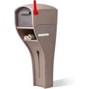 Step2 MailMaster Extra Large Mailbox & Post, Weather Resistant, Large Outdoor Mailboxes, Made of Durable Plastic, Easy to Install, Flag Included, Mocha(XL Mailbox)