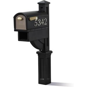 Step2 Mailmaster Hudson Mailbox, Magnetic Door, Large Newspaper Holder, Heavy-Duty, Weather Resistant, Post Mounting Hardware Kit Included, Black(Black)