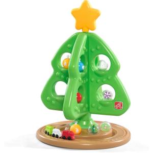 Step2 My First Christmas Tree, Kids Interactive Holiday Toy, 12 Colorful Plastic Ornaments to Decorate, Mini Train Set Circles the Skirt, Made of Durable Plastic, For Toddlers 1.5+ Years Old(Clear Ornaments)