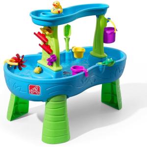 Step2 Rain Showers and Unicorns Water Table, Kids Water and Sand Activity Sensory Playset, Summer Outdoor Toys, 13 Piece Water Toy Accessories, for Toddlers 1.5+ Years Old, Blue & Purple(Rain Showers Splash Pond with Cover)