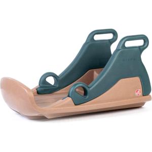 Step2 Snow Runner, Kids Ride On Toy & Outdoor Snow Sled & Toboggan, Fits 2 Riders, Made of Durable Plastic, Max Weight 120 lbs., for Toddlers 3-6 Years Old, Tan & Green