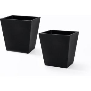 Step2 Tremont 20×24 Planter, Large Planters for Outdoor Plants, Gardening and Flower Pot for Patio or Porch, Efficient Drainage, Durable Plastic, Black, 2-Pack