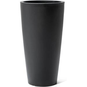 Step2 Tremont Tall Square Tapered Planter, Large Planters for Outdoor Plants, Gardening and Flower Pot for Patio or Porch, Efficient Drainage, Durable Plastic, Dark Cedar, 2-Pack(Onyx Black)