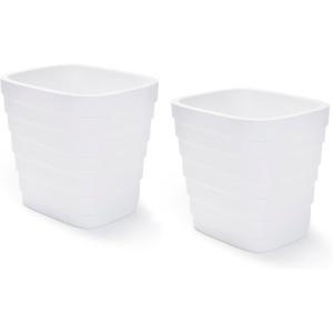 Step2 Wave 20×24 Planter, Large Planters for Outdoor Plants, Gardening and Flower Pot for Patio or Porch, Efficient Drainage, Durable Plastic, White, 2-Pack(White)