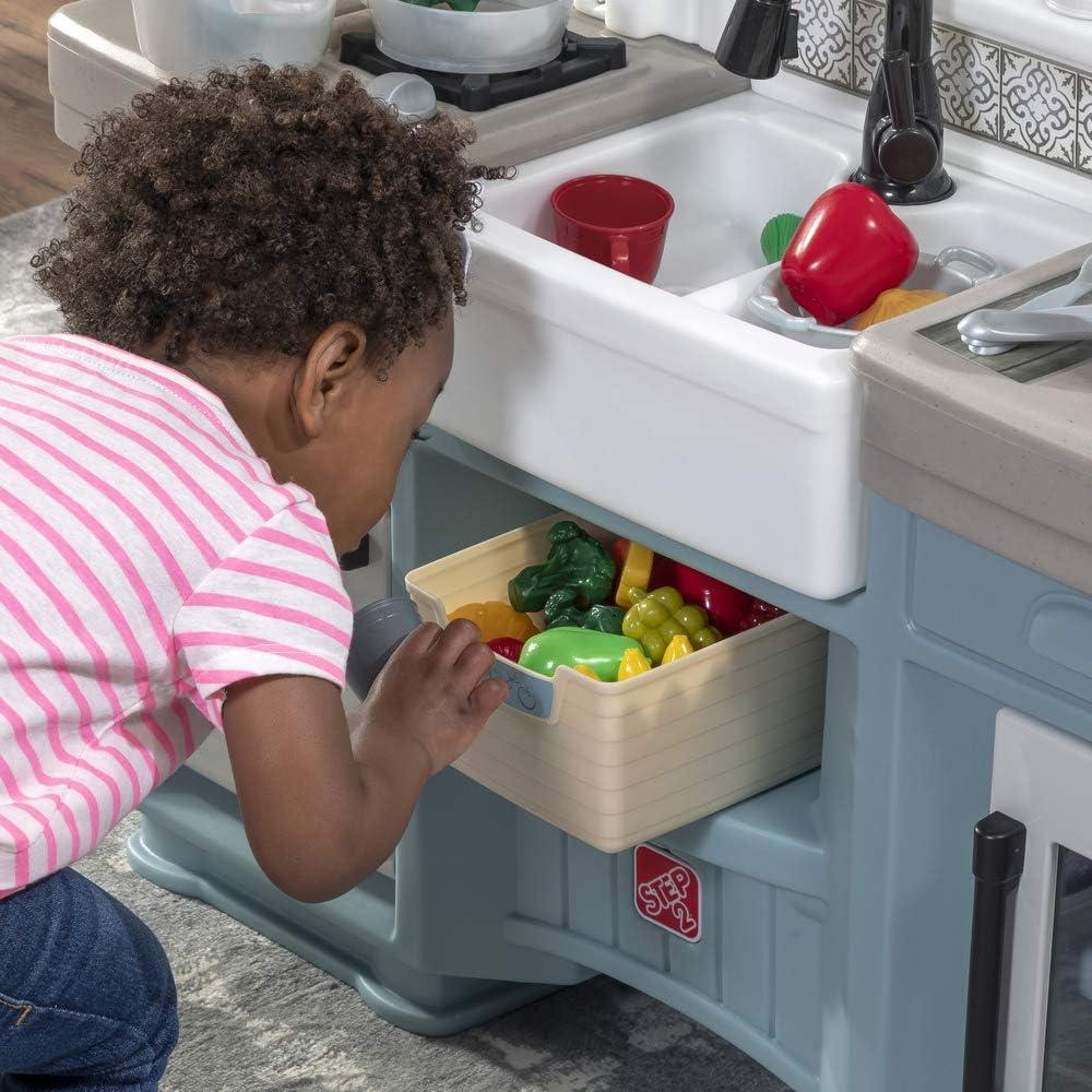 image:imageStep2 Gilded Gourmet Kids Kitchen Playset IndoorOutdoor Kitchenette Interactive Play with Lights and Sounds Made of Durable Plastic Includes 20 Piece Toy Accessories for Toddlers 2 Years OldTimeless Trends Kitchen