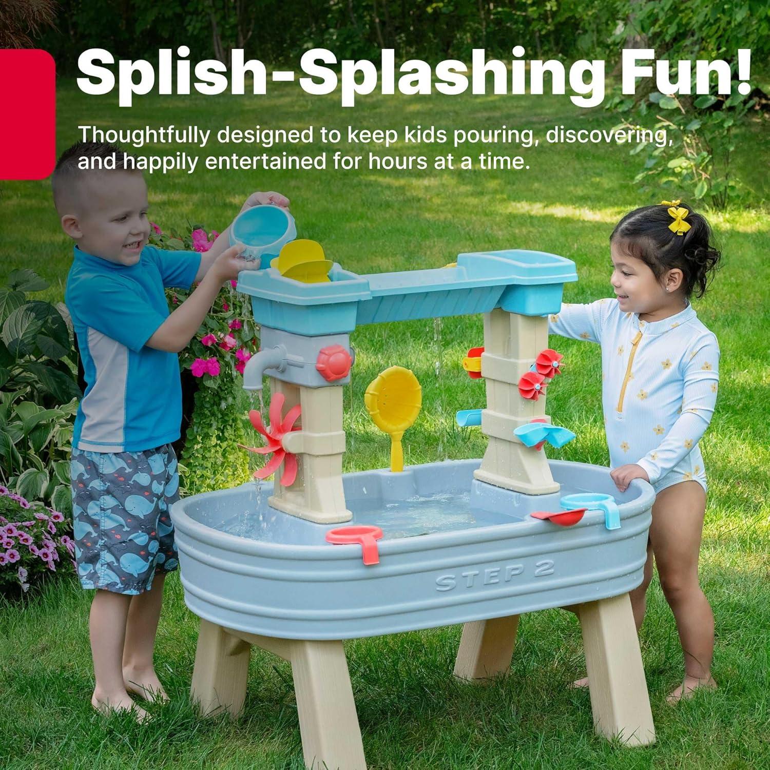 image:imageStep2 Rain Showers amp Flow Kids Water Table Outdoor Toddler Activity Table 15Piece Accessory Set Ages 15 Years Old Multicolor Gray Blue Red