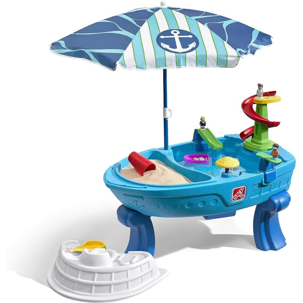 image:imageStep2 Fiesta Cruise Sand amp Water Table with Umbrella Kids Activity Sensory Playset Summer Outdoor Toys 10 Piece Water Toy Accessories for Toddlers 2 Years OldMulticolor