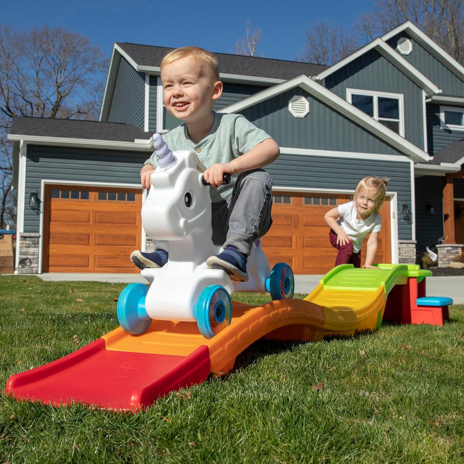 image:imageStep2 Sky Rider Up amp Down Roller Coaster Kids Ride On Toy Push Car IndoorOutdoor Playset Made of Durable Plastic Max Weight 50 lbs for Toddlers 25 Years OldUnicorn