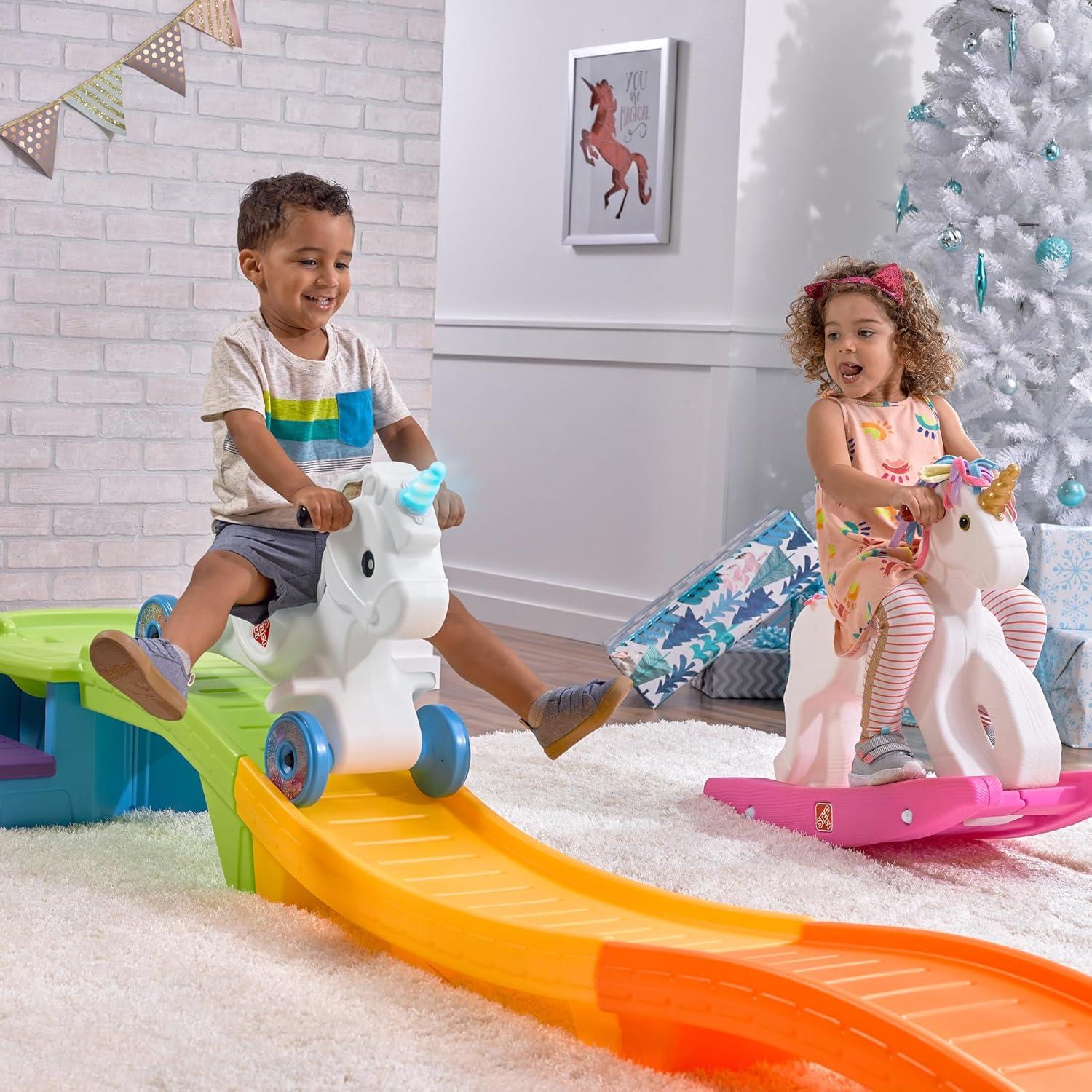 image:imageStep2 Sky Rider Up amp Down Roller Coaster Kids Ride On Toy Push Car IndoorOutdoor Playset Made of Durable Plastic Max Weight 50 lbs for Toddlers 25 Years OldUnicorn
