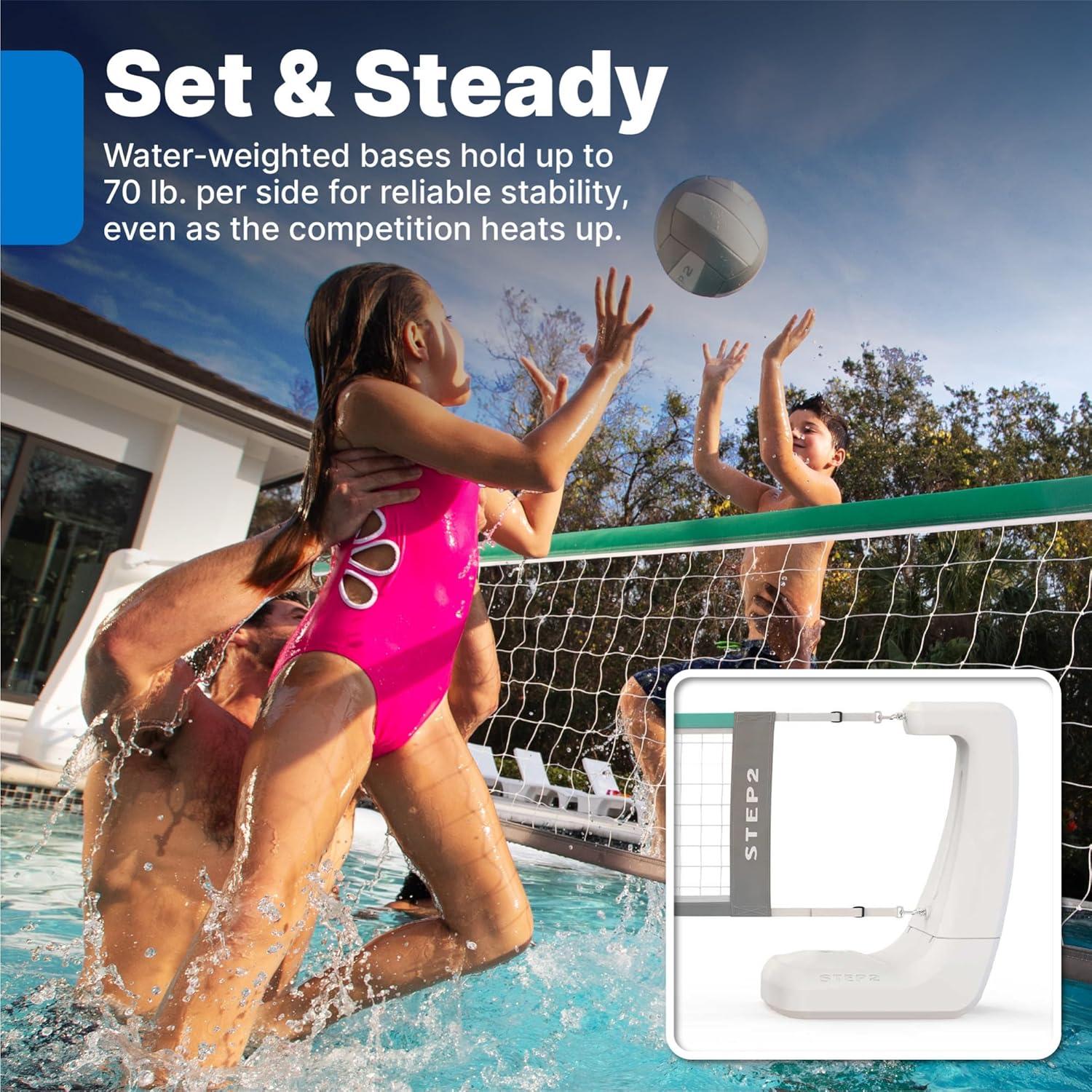 image:imageStep2 Vero Pool Volleyball Net OutdoorIndoor Waterproof Patio Furniture Made of Durable Plastic 1525 Feet White