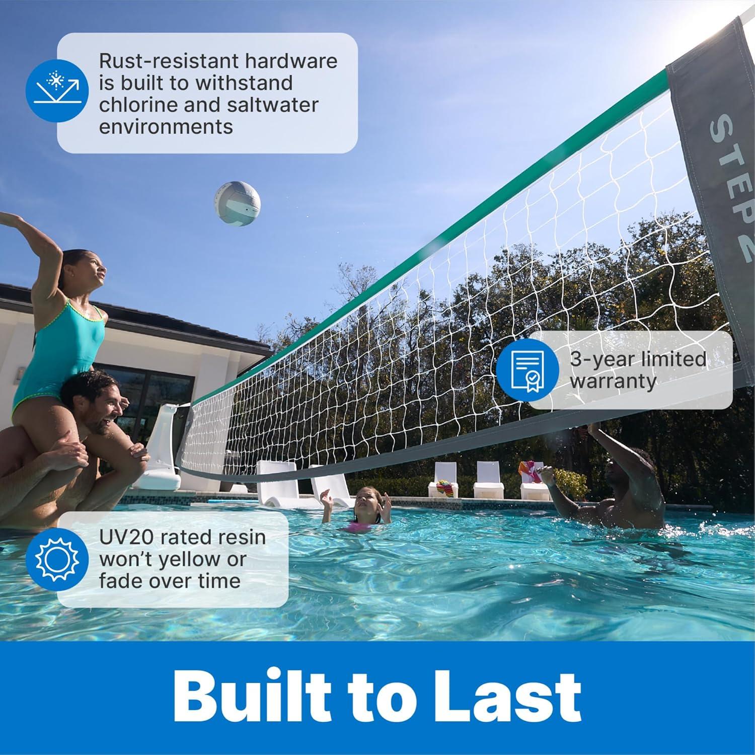 image:imageStep2 Vero Pool Volleyball Net OutdoorIndoor Waterproof Patio Furniture Made of Durable Plastic 1525 Feet White