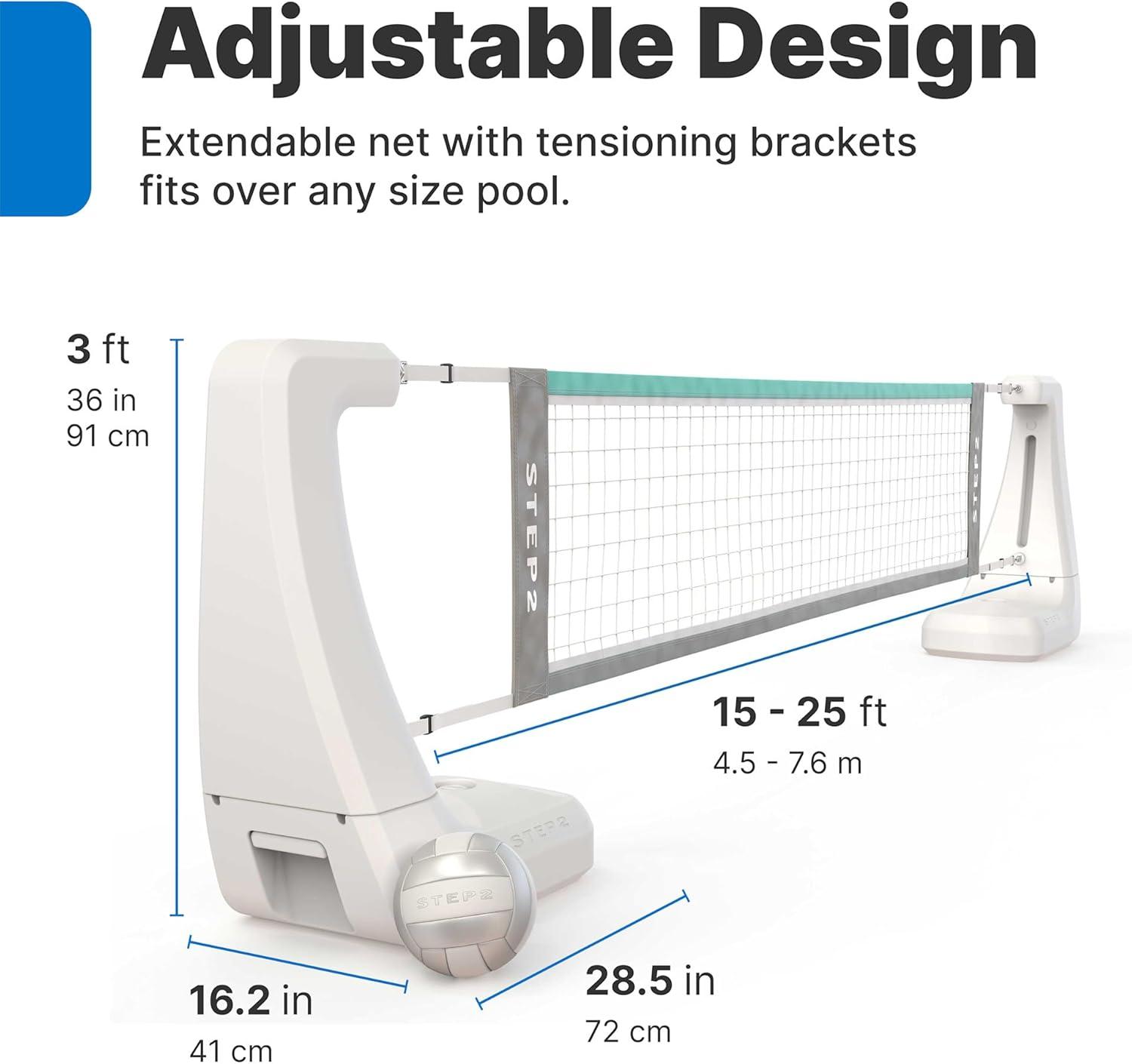 image:imageStep2 Vero Pool Volleyball Net OutdoorIndoor Waterproof Patio Furniture Made of Durable Plastic 1525 Feet White