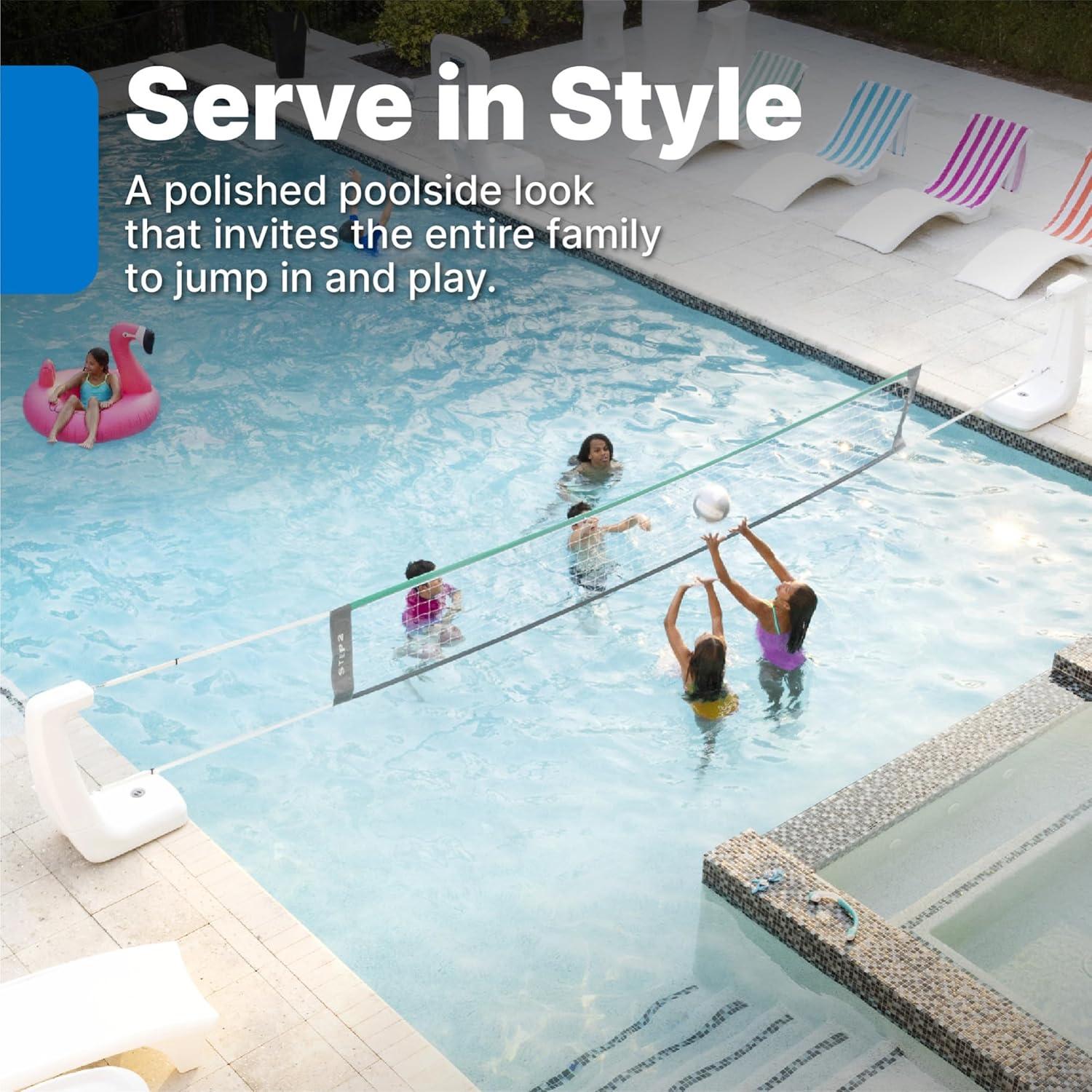 image:imageStep2 Vero Pool Volleyball Net OutdoorIndoor Waterproof Patio Furniture Made of Durable Plastic 1525 Feet White