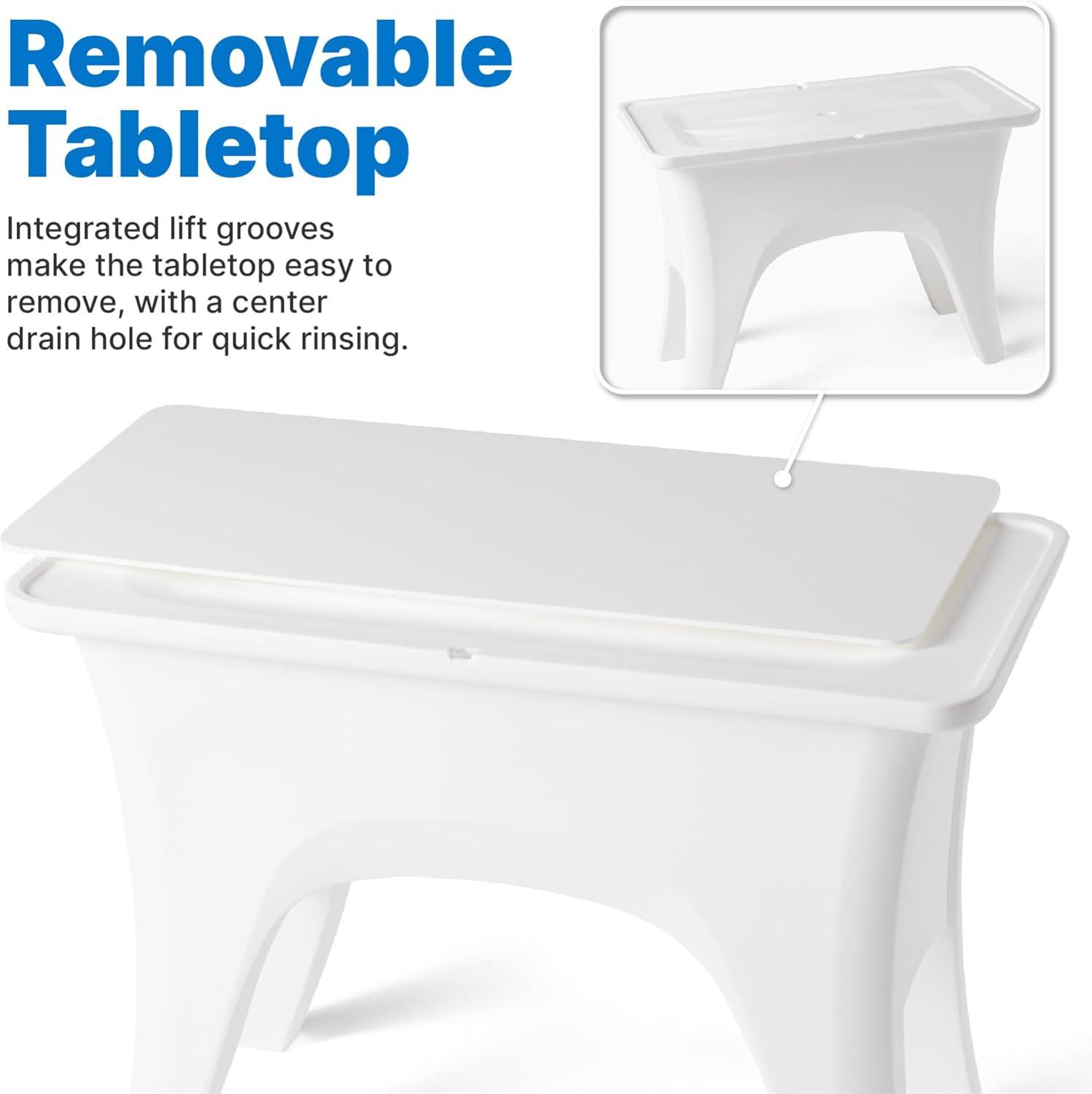 image:imageStep2 Vero inPool Entertaining Table Pool Ledge Side Table UVResistant Resin Removable Tabletop Insert White