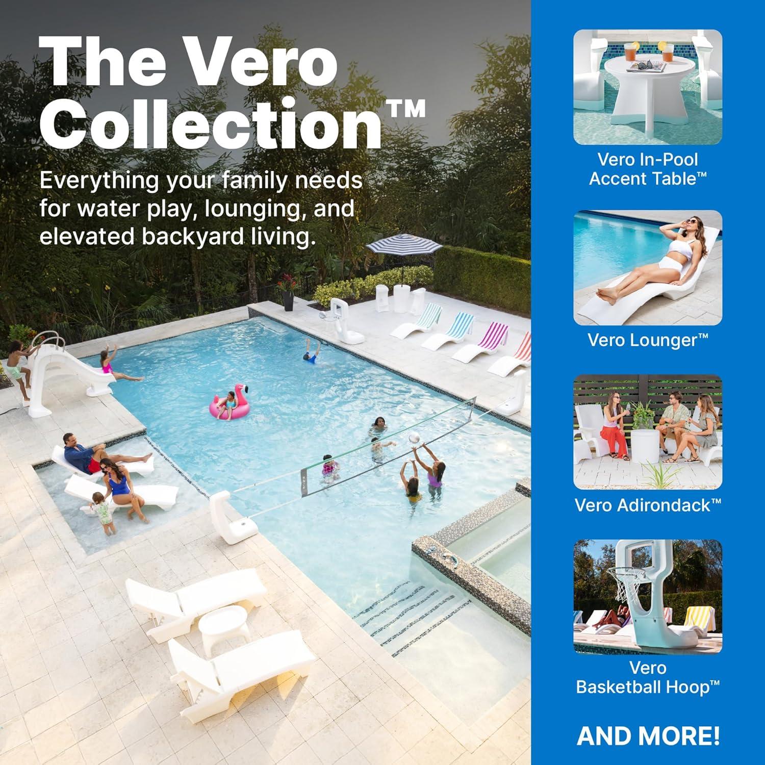 image:imageStep2 Vero inPool Entertaining Table Pool Ledge Side Table UVResistant Resin Removable Tabletop Insert White