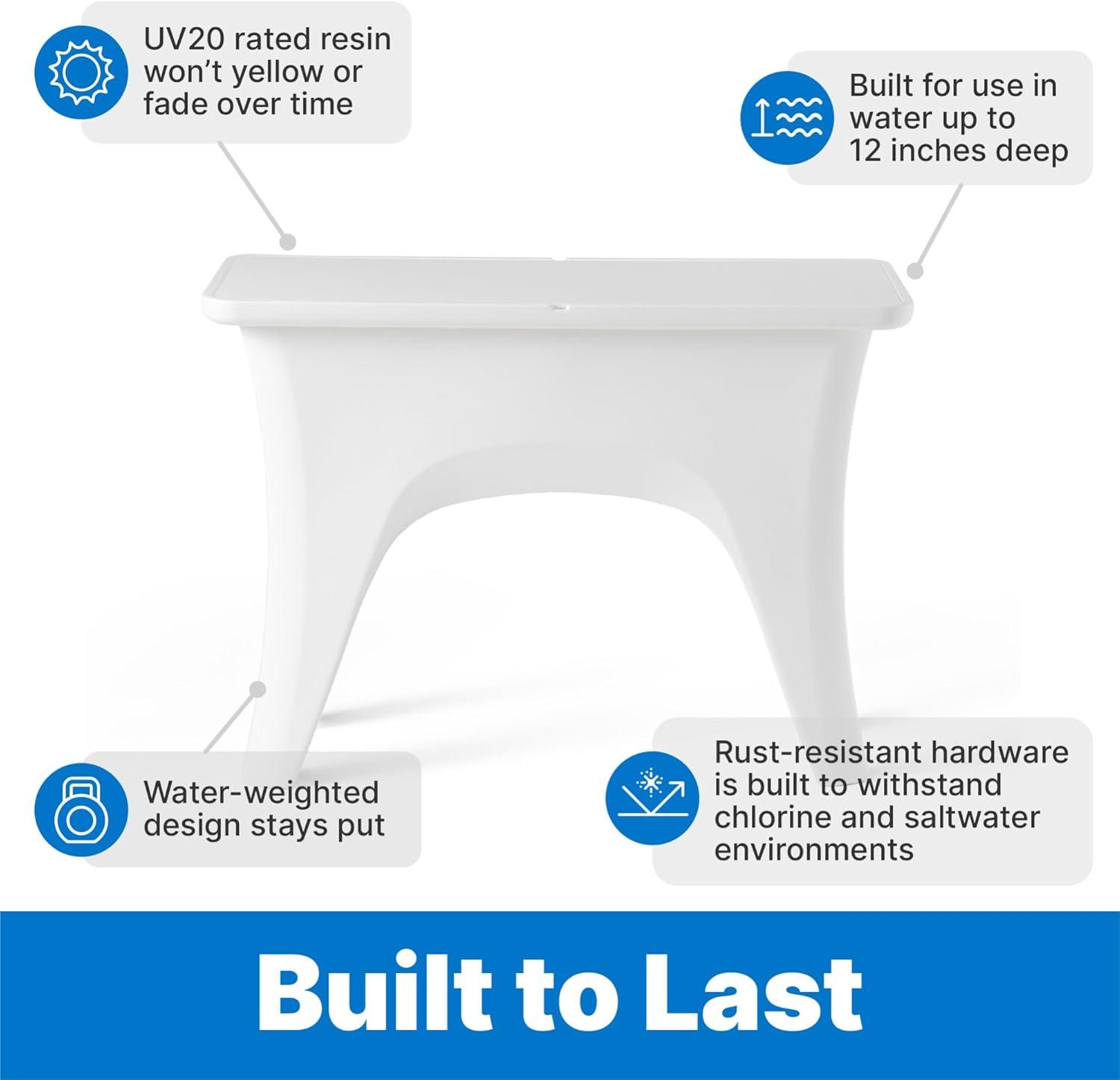 image:imageStep2 Vero inPool Entertaining Table Pool Ledge Side Table UVResistant Resin Removable Tabletop Insert White
