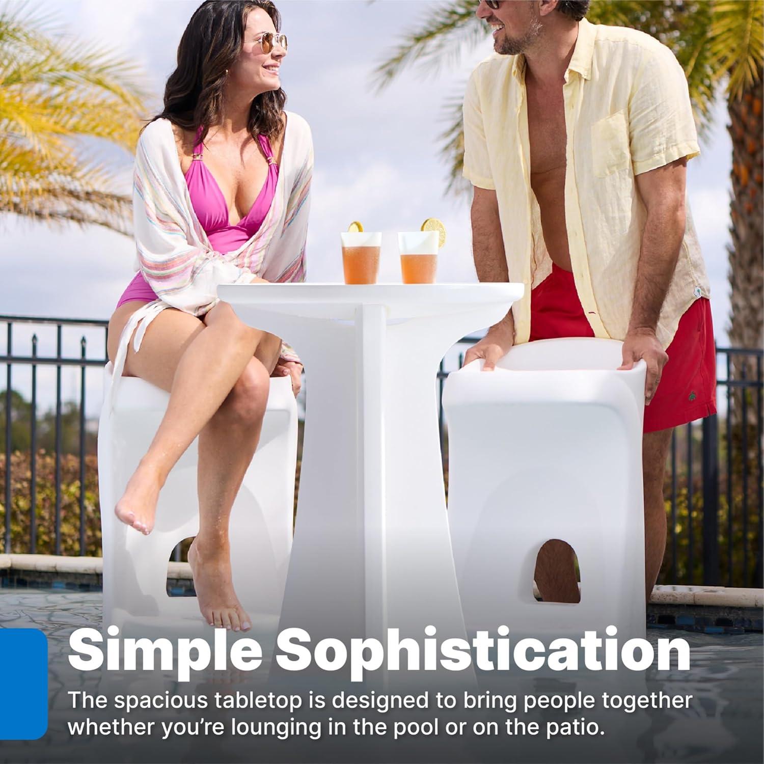 image:imageStep2 Vero inPool HighTop Bistro Table 42 in Outdoor BarHeight Table for Pool Ledges up to 36 in of Water UVResistant White