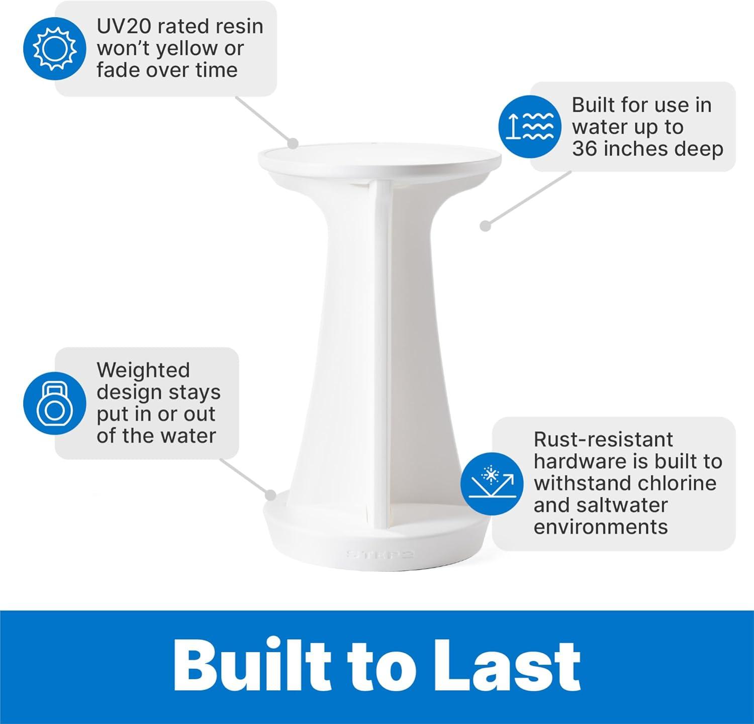 image:imageStep2 Vero inPool HighTop Bistro Table 42 in Outdoor BarHeight Table for Pool Ledges up to 36 in of Water UVResistant White