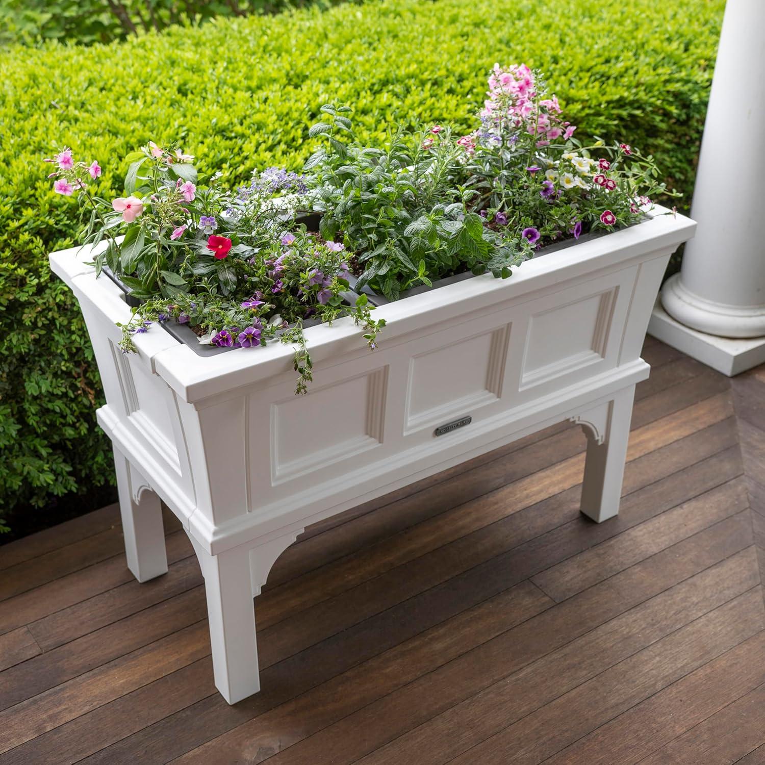 image:imageStep2 Atherton Raised Planter Box Large Planters for Outdoor Plants Gardening and Flower Pot for Patio or Porch Easy Drainage Durable Plastic Onyx BlackClassic White