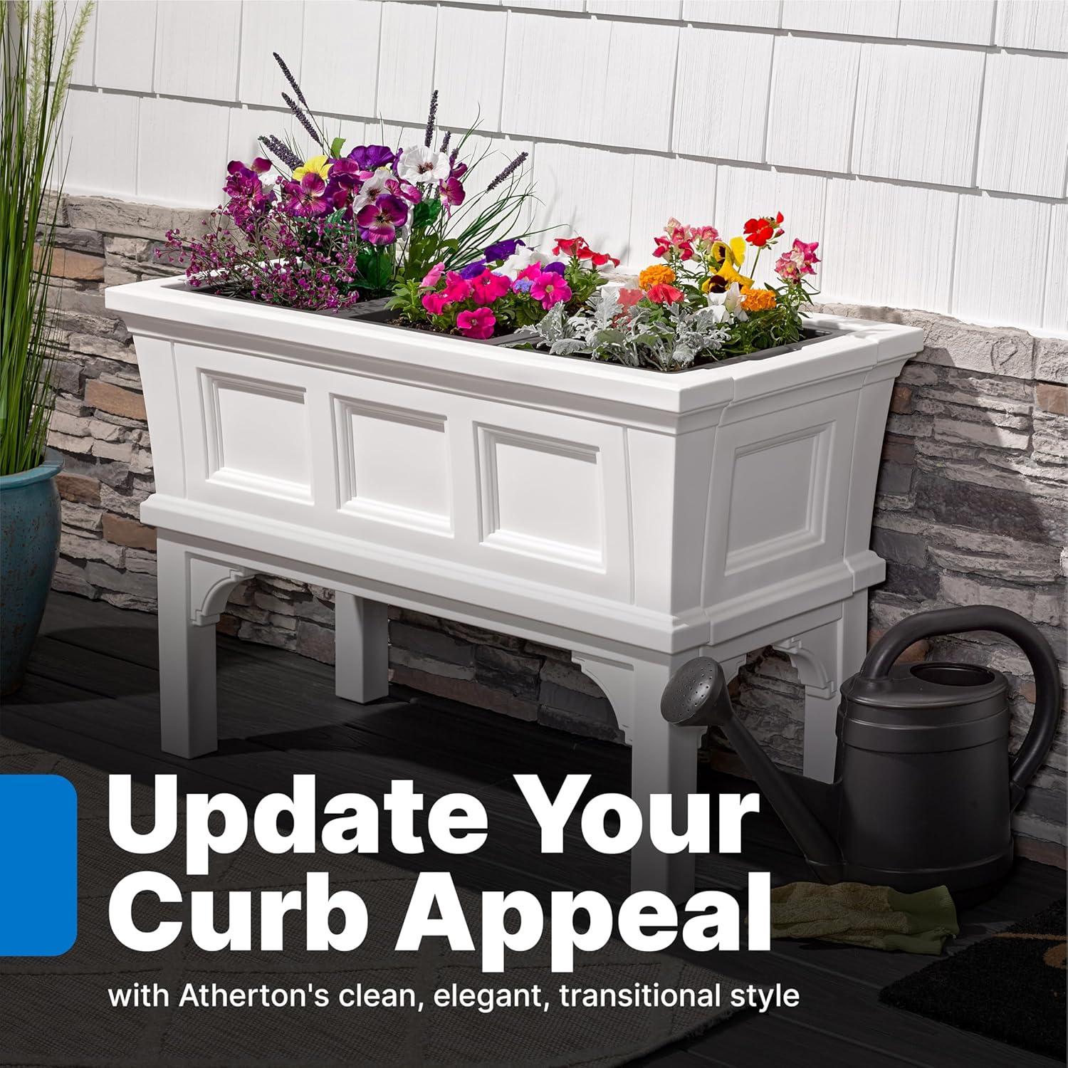 image:imageStep2 Atherton Raised Planter Box Large Planters for Outdoor Plants Gardening and Flower Pot for Patio or Porch Easy Drainage Durable Plastic Onyx BlackClassic White