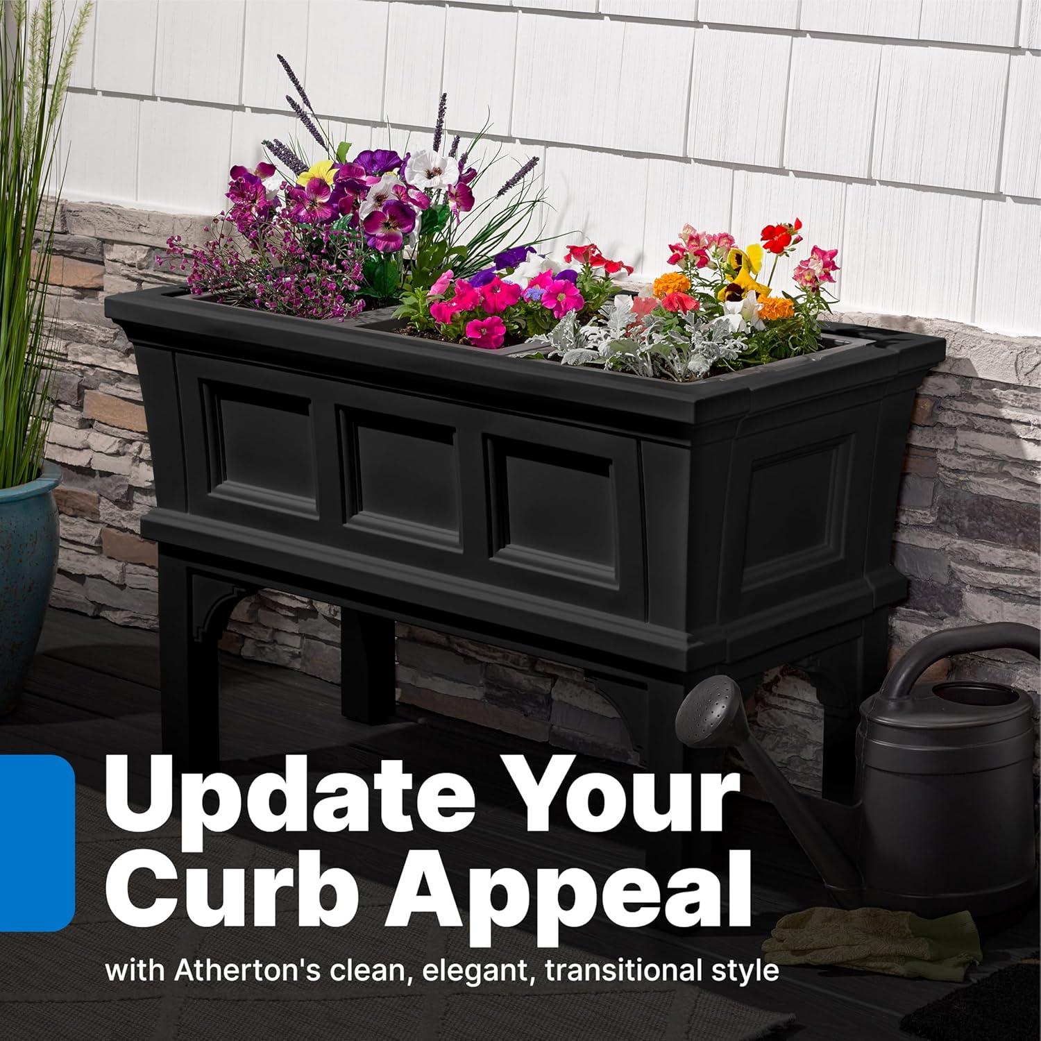 image:imageStep2 Atherton Raised Planter Box Large Planters for Outdoor Plants Gardening and Flower Pot for Patio or Porch Easy Drainage Durable Plastic Onyx BlackOnyx Black