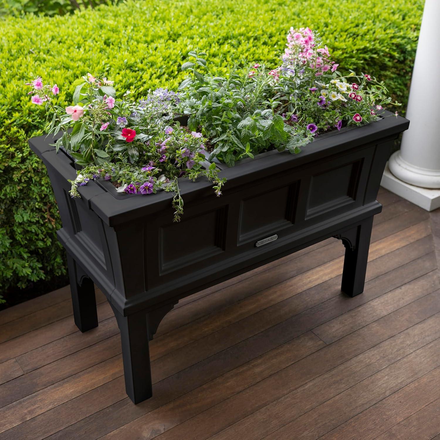 image:imageStep2 Atherton Raised Planter Box Large Planters for Outdoor Plants Gardening and Flower Pot for Patio or Porch Easy Drainage Durable Plastic Onyx BlackOnyx Black