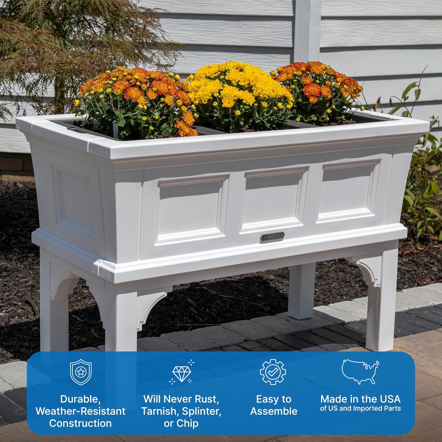 image:imageStep2 Atherton Raised Planter Box Large Planters for Outdoor Plants Gardening and Flower Pot for Patio or Porch Easy Drainage Durable Plastic Onyx BlackClassic White
