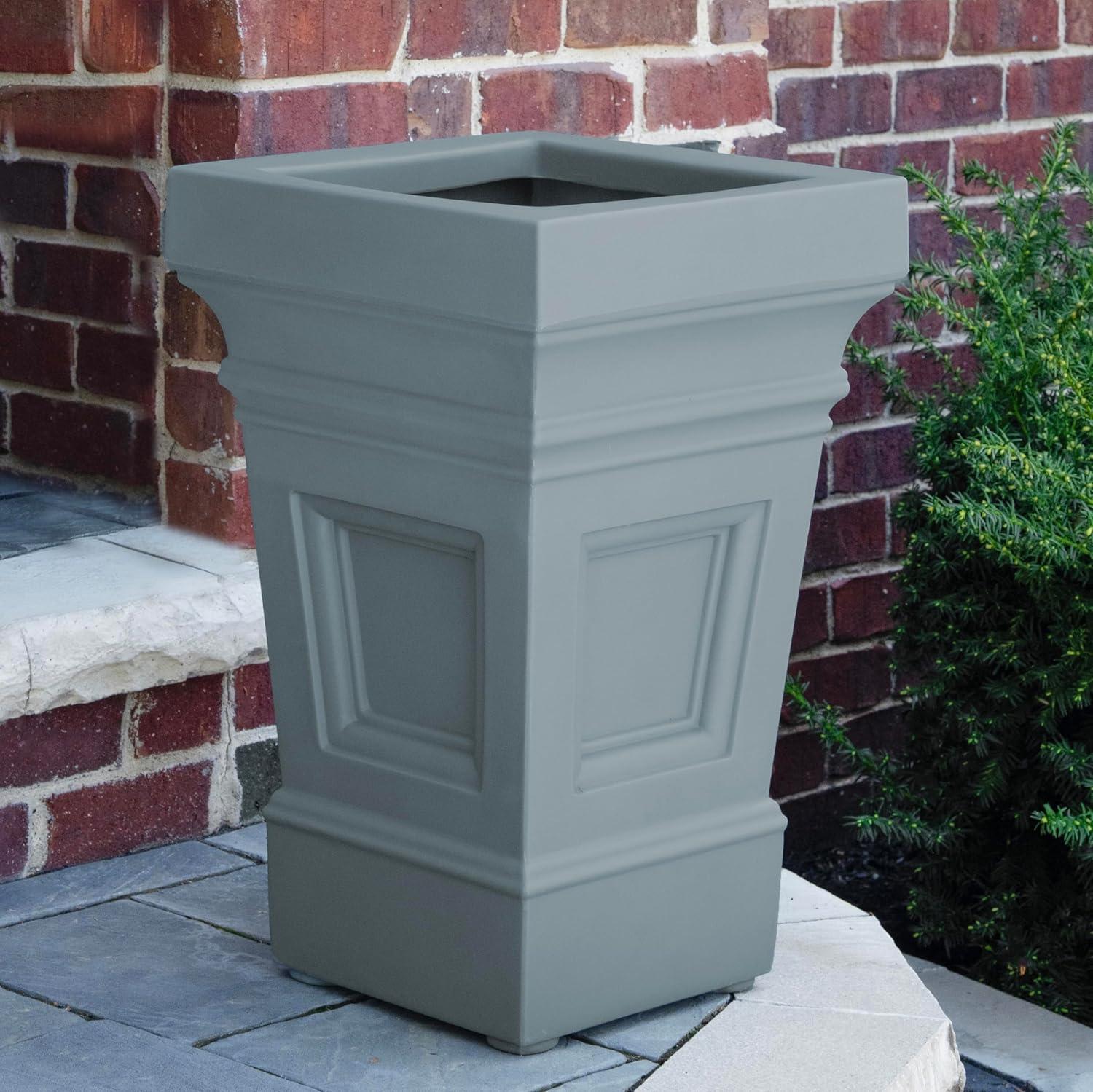 image:imageStep2 Atherton Square Planter Large Planters for Outdoor Plants Gardening and Flower Pot for Patio or Porch Efficient Drainage Durable Plastic Onyx Black 2PackSage Gray