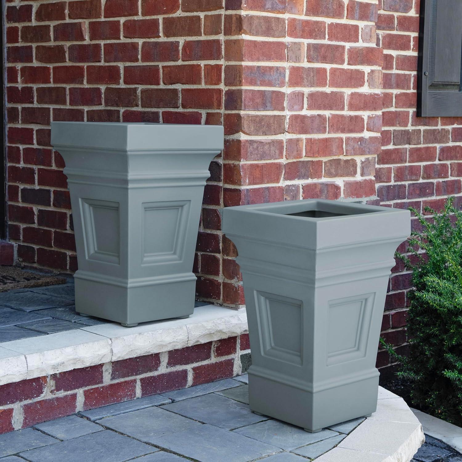 image:imageStep2 Atherton Square Planter Large Planters for Outdoor Plants Gardening and Flower Pot for Patio or Porch Efficient Drainage Durable Plastic Onyx Black 2PackSage Gray