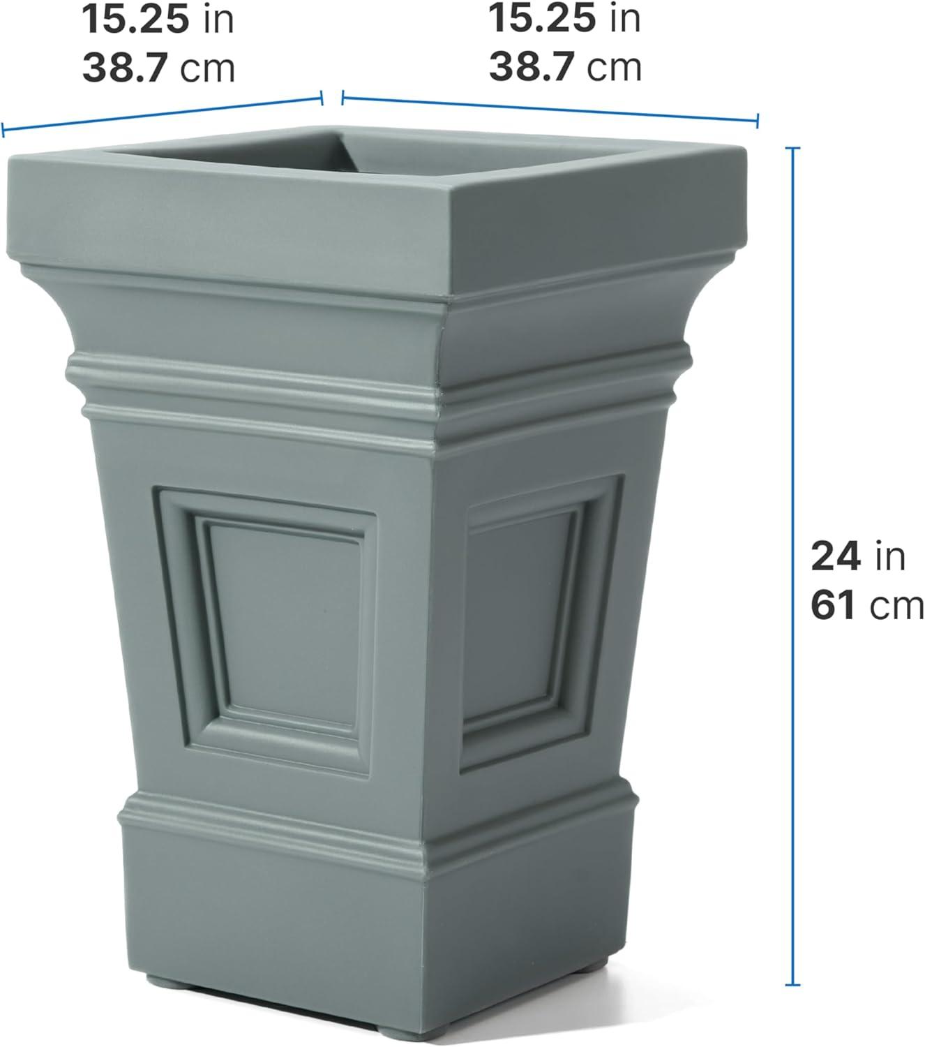 image:imageStep2 Atherton Square Planter Large Planters for Outdoor Plants Gardening and Flower Pot for Patio or Porch Efficient Drainage Durable Plastic Onyx Black 2PackSage Gray