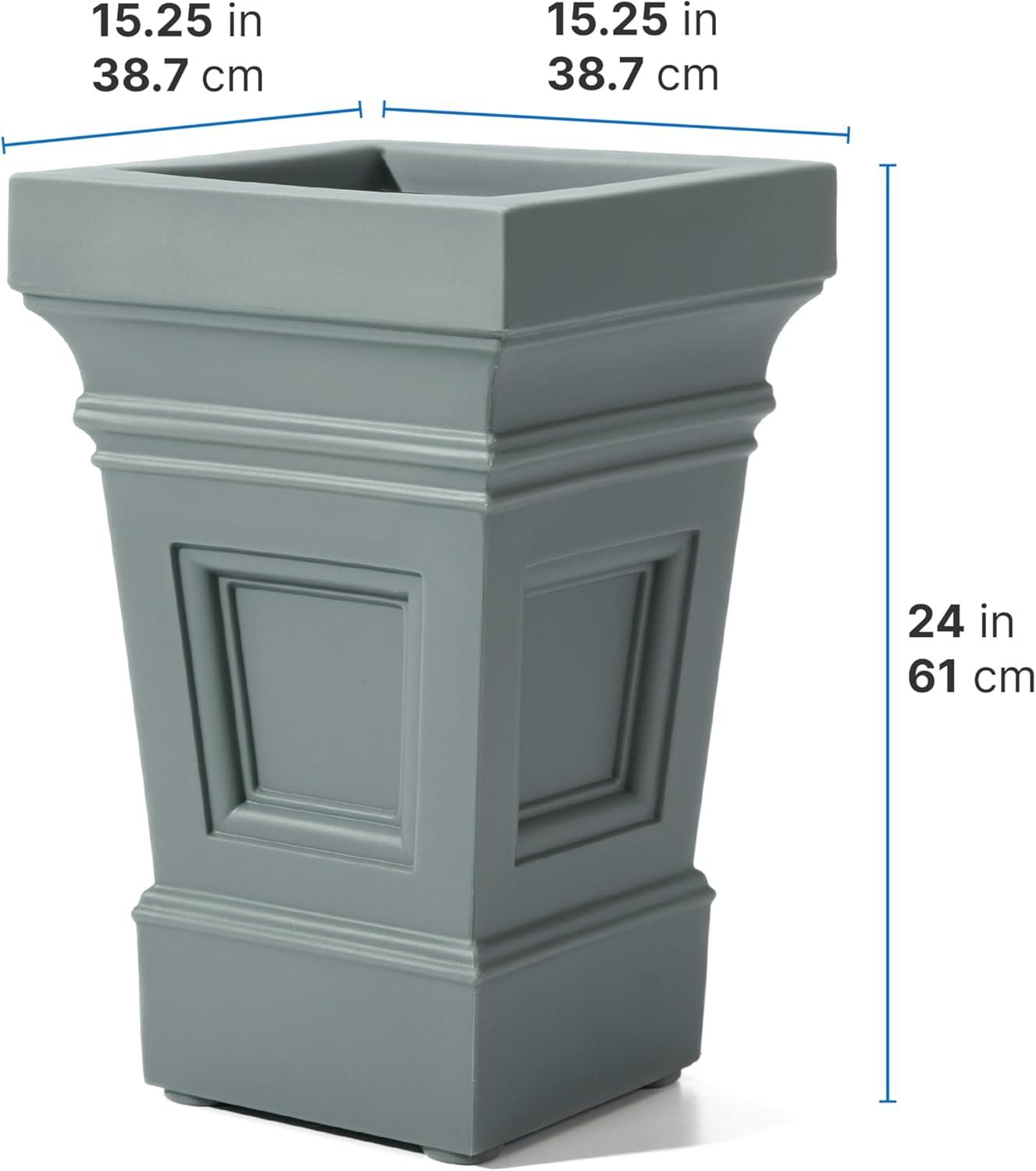 image:imageStep2 Atherton Square Planter Large Planters for Outdoor Plants Gardening and Flower Pot for Patio or Porch Efficient Drainage Durable Plastic Onyx Black 2PackSage Gray