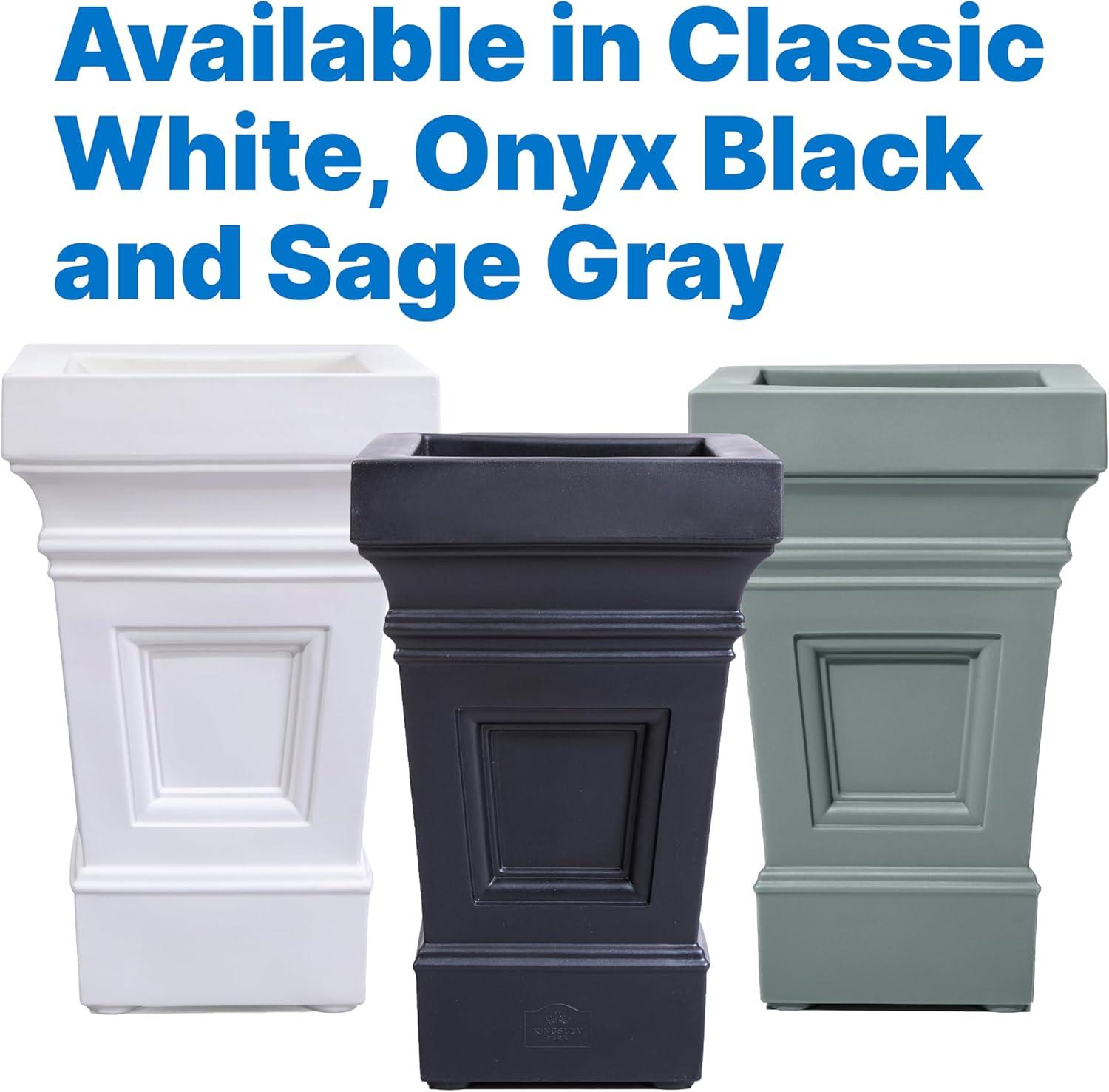 image:imageStep2 Atherton Square Planter Large Planters for Outdoor Plants Gardening and Flower Pot for Patio or Porch Efficient Drainage Durable Plastic Onyx Black 2PackSage Gray
