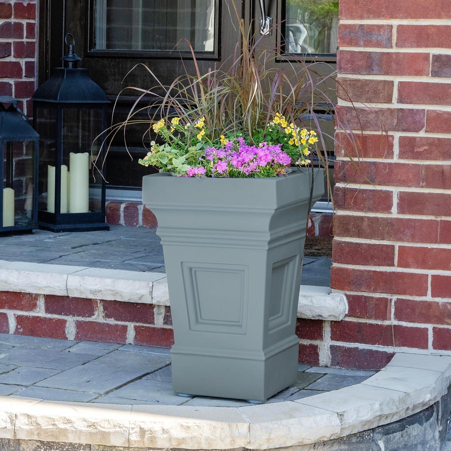 image:imageStep2 Atherton Square Planter Large Planters for Outdoor Plants Gardening and Flower Pot for Patio or Porch Efficient Drainage Durable Plastic Onyx Black 2PackSage Gray