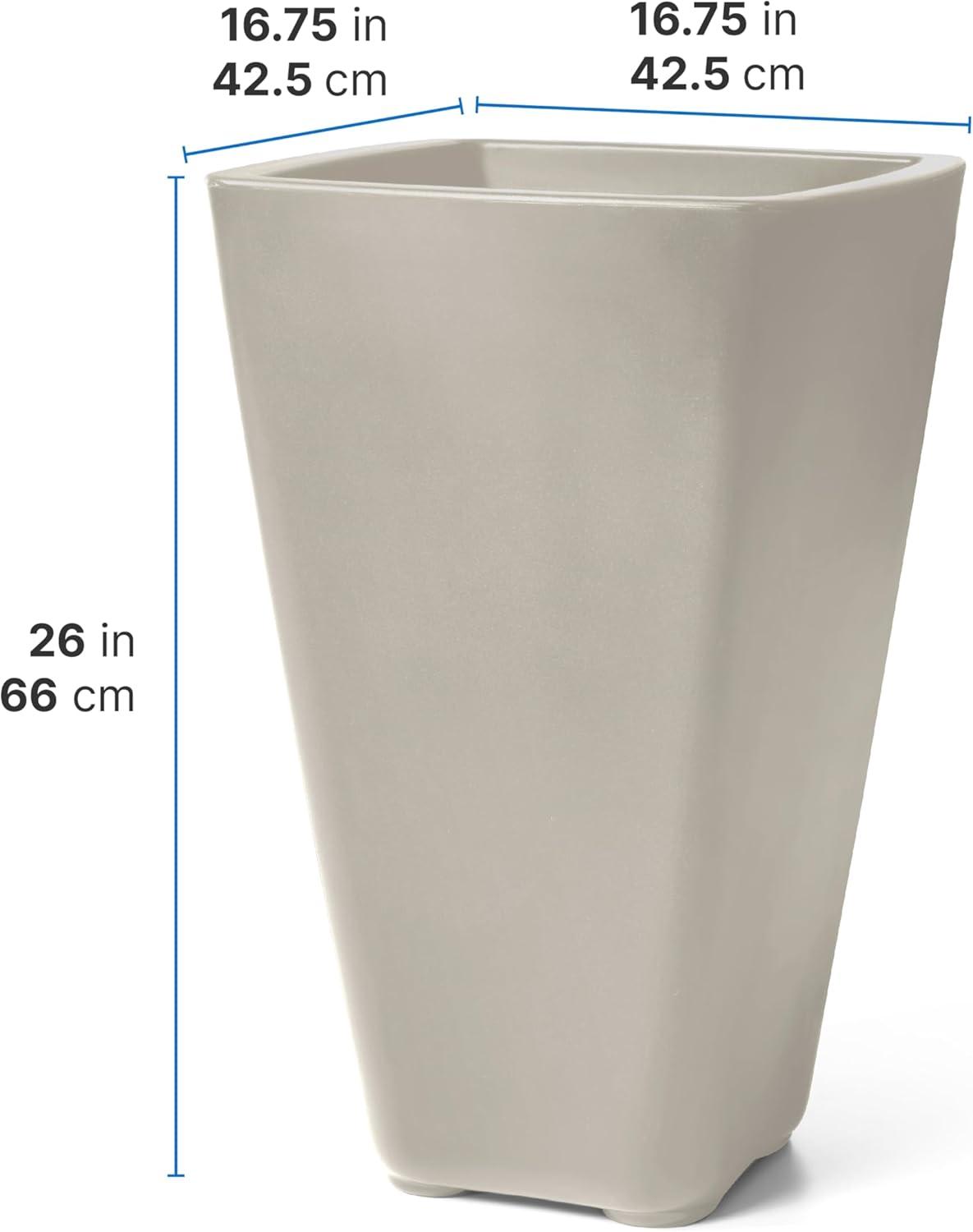 image:imageStep2 Bridgeview Tall Square Planter Large Planters for Outdoor Plants Gardening and Flower Pot for Patio or Porch Efficient Drainage Durable Plastic Dark Cedar 2PackConcrete