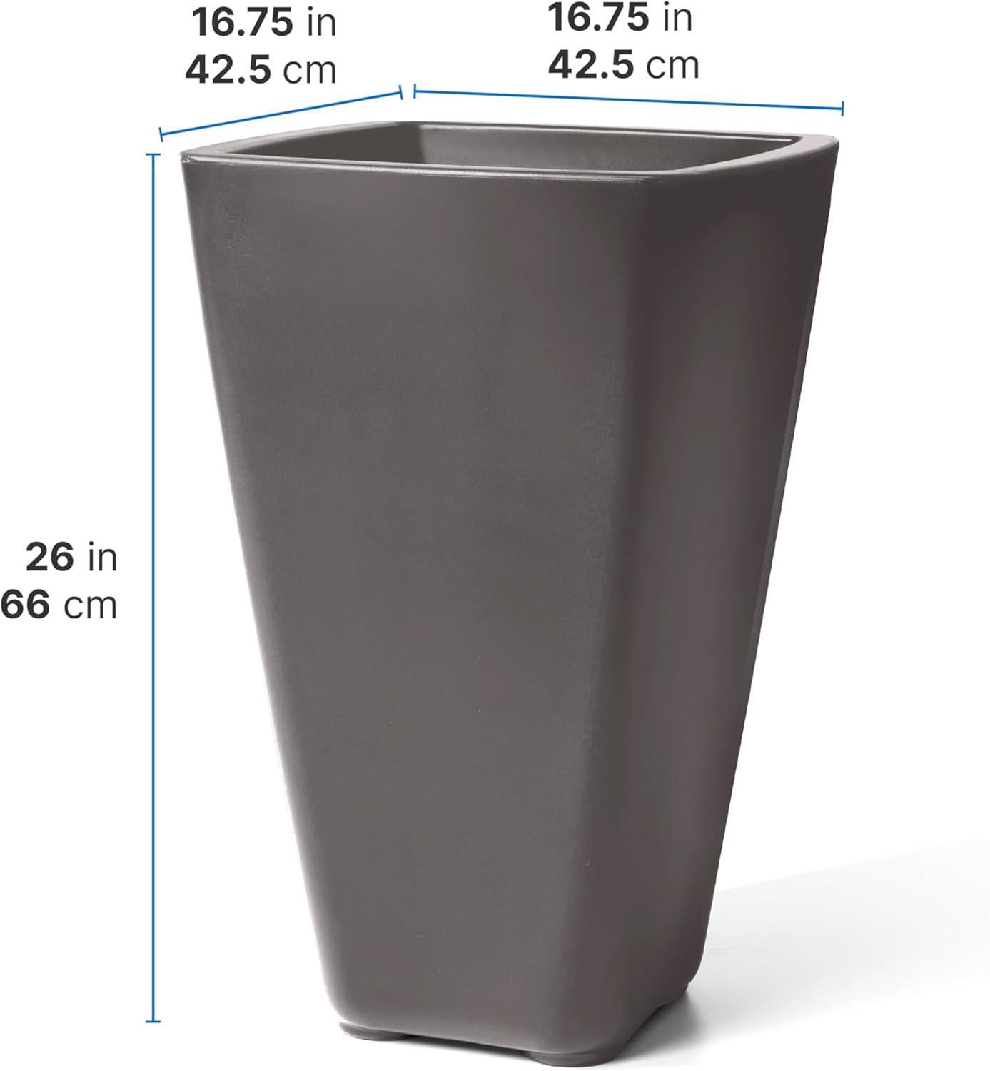 image:imageStep2 Bridgeview Tall Square Planter Large Planters for Outdoor Plants Gardening and Flower Pot for Patio or Porch Efficient Drainage Durable Plastic Dark Cedar 2PackDark Cedar
