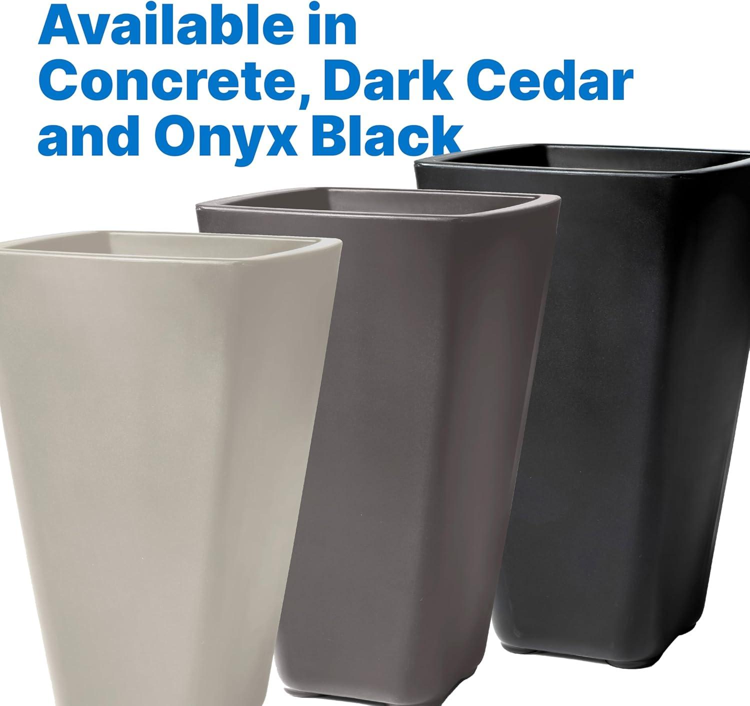 image:imageStep2 Bridgeview Tall Square Planter Large Planters for Outdoor Plants Gardening and Flower Pot for Patio or Porch Efficient Drainage Durable Plastic Dark Cedar 2PackDark Cedar