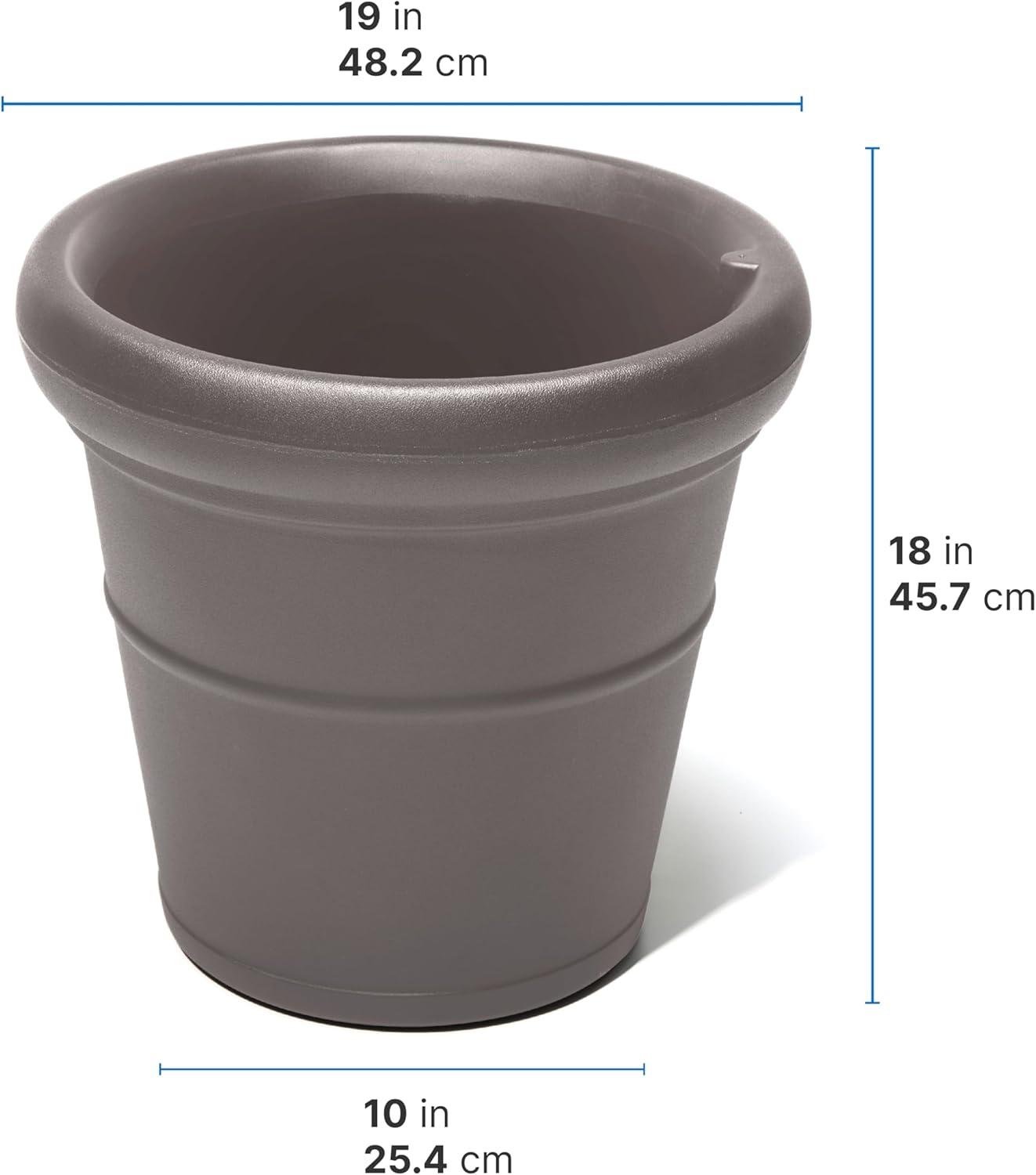 image:imageStep2 Claremont Tall Round Planter Large Planters for Outdoor Plants Gardening and Flower Pot for Patio or Porch Efficient Drainage Durable Plastic Onyx Black 2PackDark Cedar