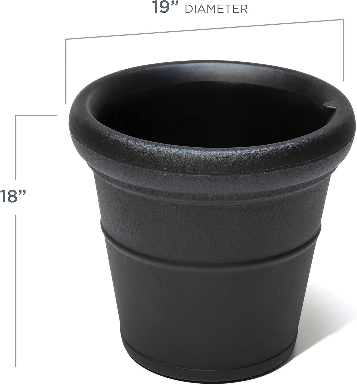 image:imageStep2 Claremont Tall Round Planter Large Planters for Outdoor Plants Gardening and Flower Pot for Patio or Porch Efficient Drainage Durable Plastic Onyx Black 2PackOnyx Black
