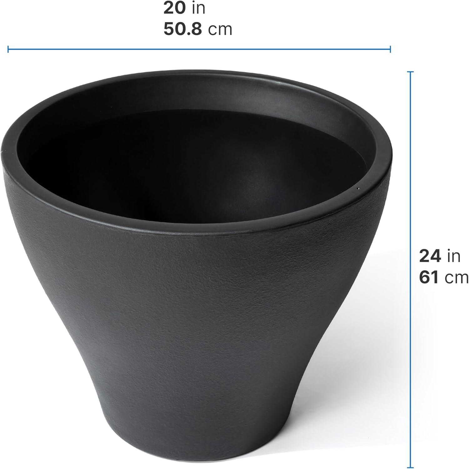 image:imageStep2 Fernway Round Planter Large Planters for Outdoor Plants Gardening and Flower Pot for Patio or Porch Efficient Drainage Durable Plastic Dark Cedar 2PackOnyx Black
