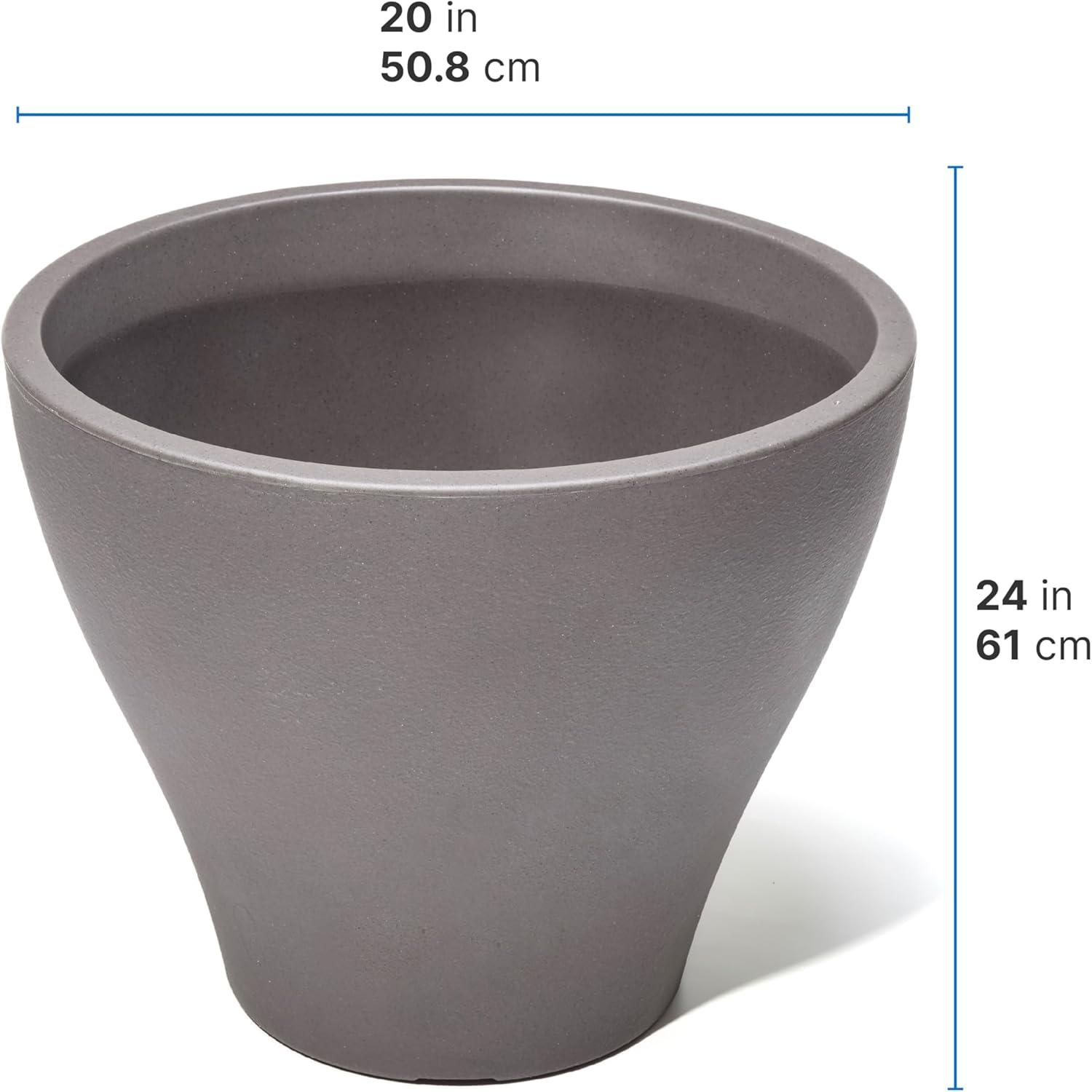 image:imageStep2 Fernway Round Planter Large Planters for Outdoor Plants Gardening and Flower Pot for Patio or Porch Efficient Drainage Durable Plastic Dark Cedar 2PackDark Cedar