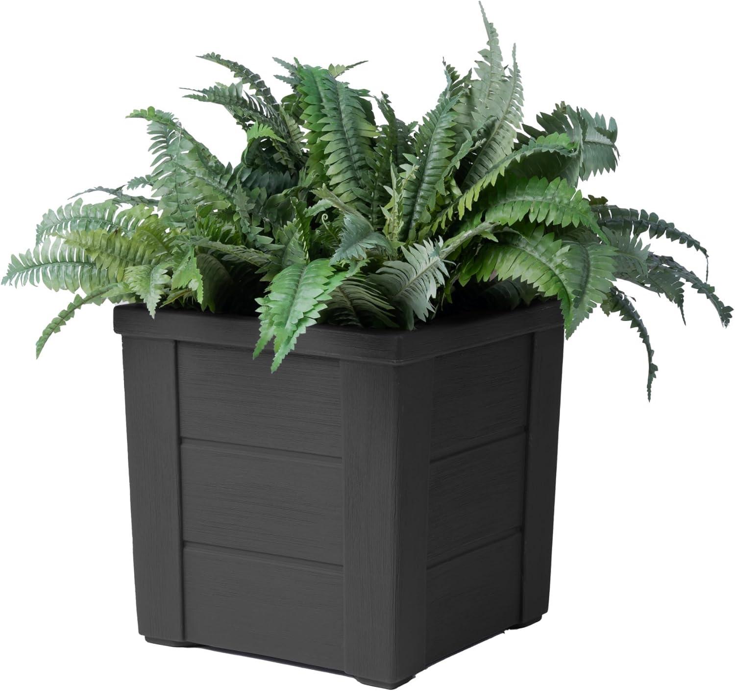 image:imageStep2 Lakewood Planter Box 2Pack Planters for Indoor or Outdoor Plants Gardening and Flower Pot for Patio or Porch Durable Plastic BlackBlack