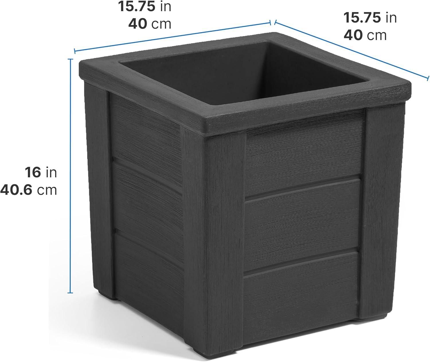 image:imageStep2 Lakewood Planter Box 2Pack Planters for Indoor or Outdoor Plants Gardening and Flower Pot for Patio or Porch Durable Plastic BlackBlack