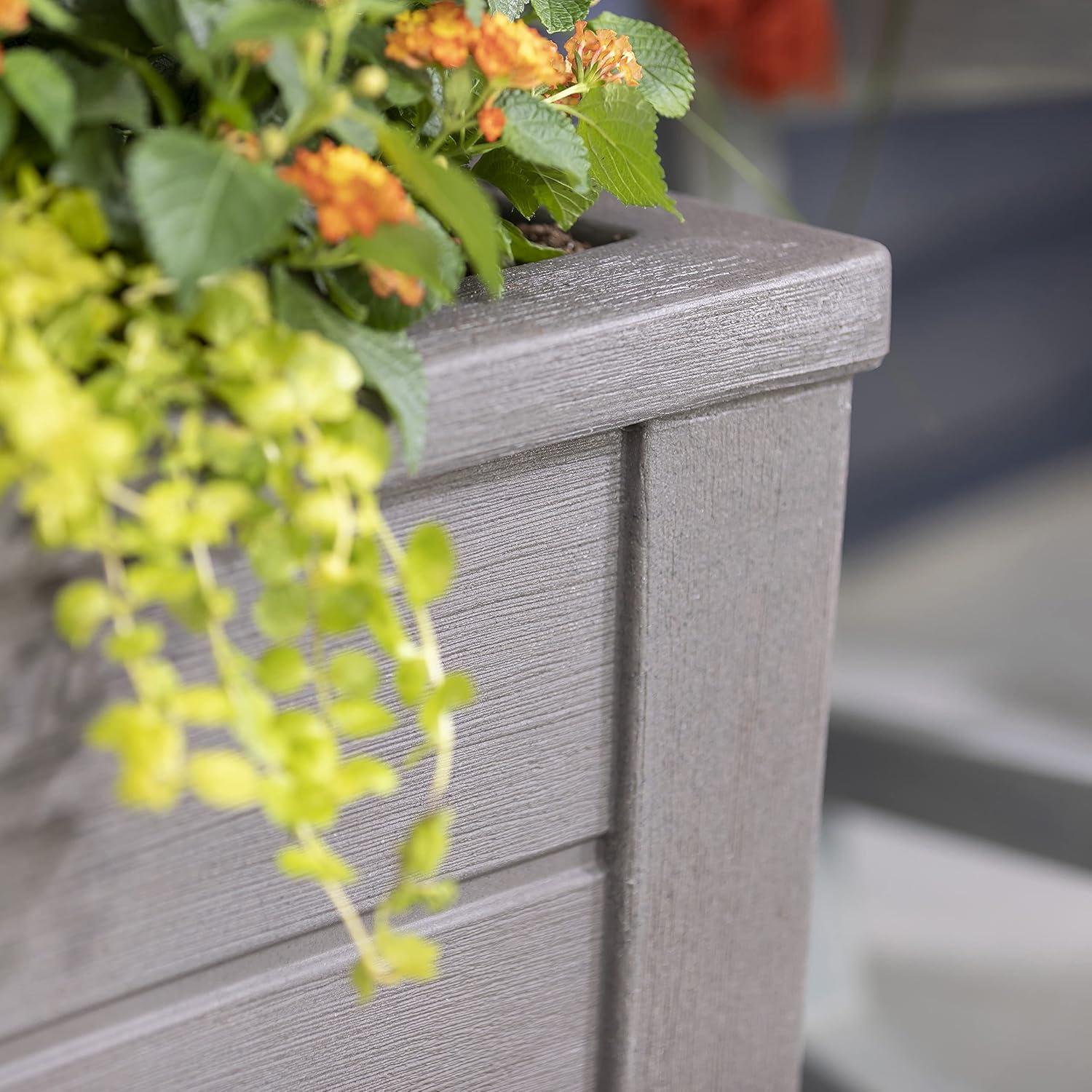 image:imageStep2 Lakewood Planter Box 2Pack Planters for Indoor or Outdoor Plants Gardening and Flower Pot for Patio or Porch Durable Plastic BlackDark Cedar